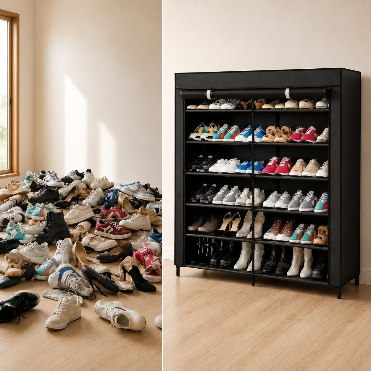 Zapatero Organizador Doble de Tela – Gran Capacidad y Máximo Orden 👟✨